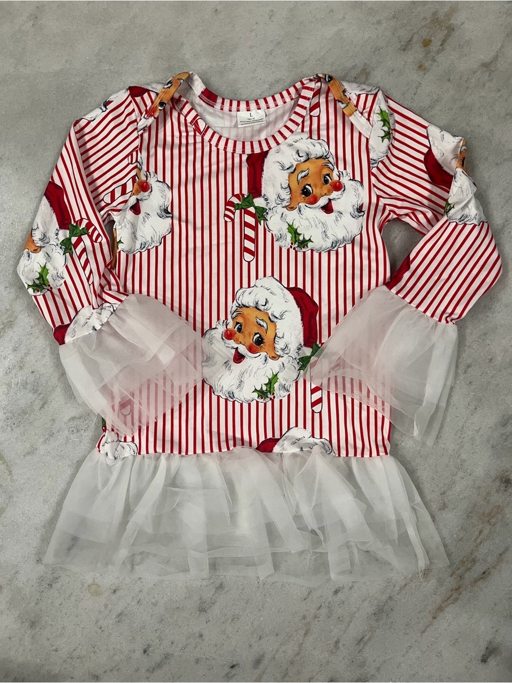 Girls' Red Santa Stripe Tutu Top - Brand: